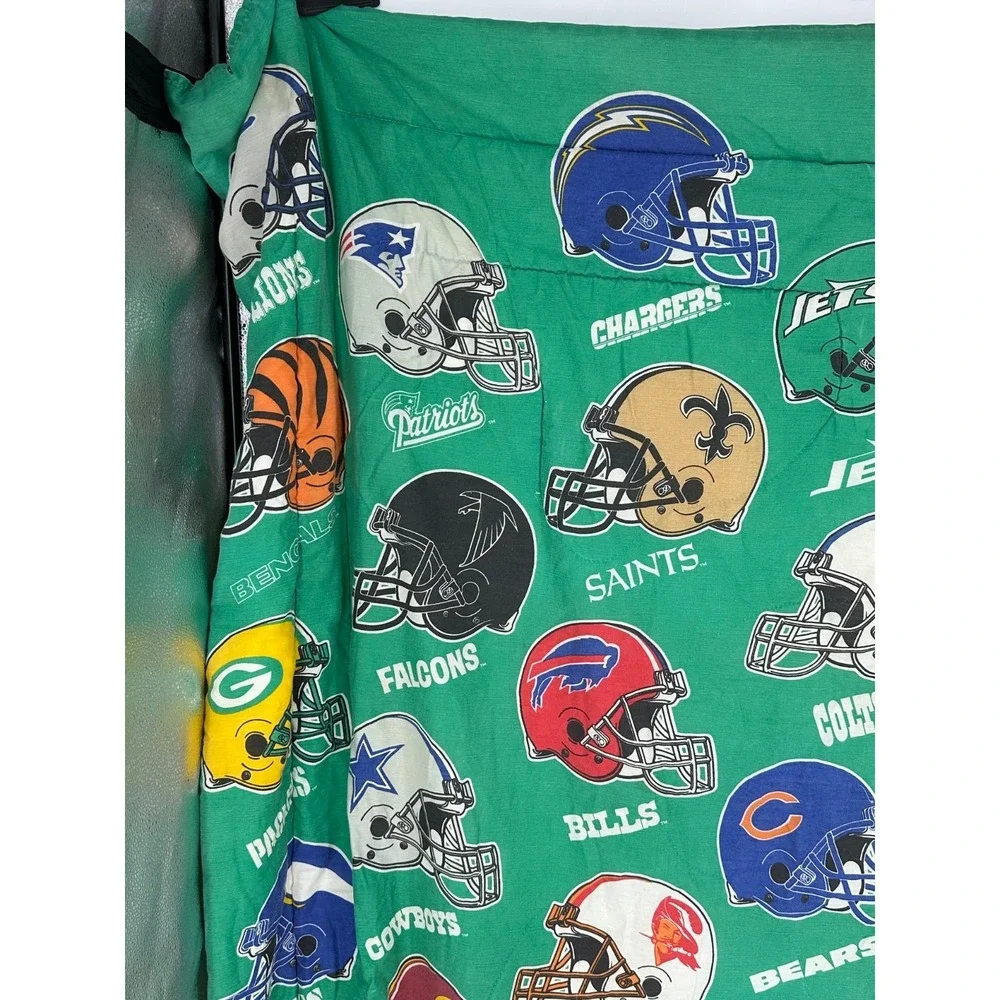 Vintage 1993 NFL Football Teams Helmet Blanket Green Twin Size USA 84x57 V3